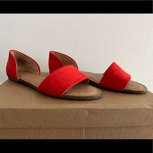 Red suede open toe sandals